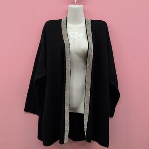 Vince Camuto Women's Open Front Cardigan Size 2X Rich Black